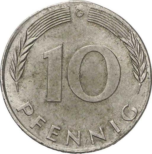 Аверс монеты - 10 пфеннигов 1972 года G Никель - цена  монеты - Германия, ФРГ