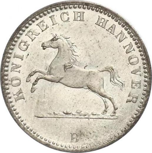 Awers monety - Grosz 1865 B - cena srebrnej monety - Hanower, Jerzy V