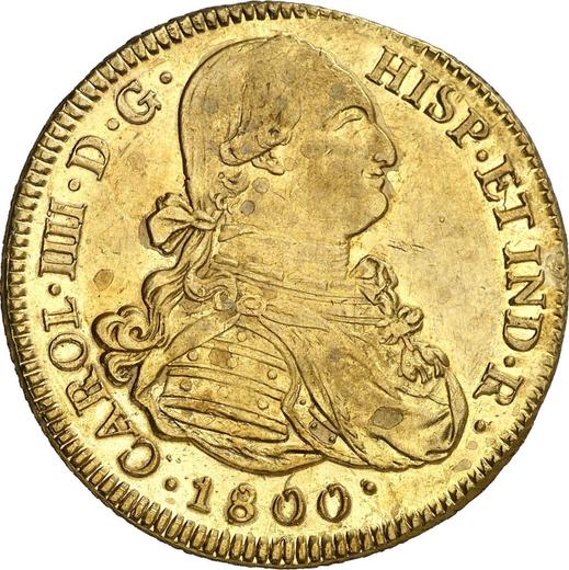 Obverse 8 Escudos 1800 P JF - Gold Coin Value - Colombia, Charles IV