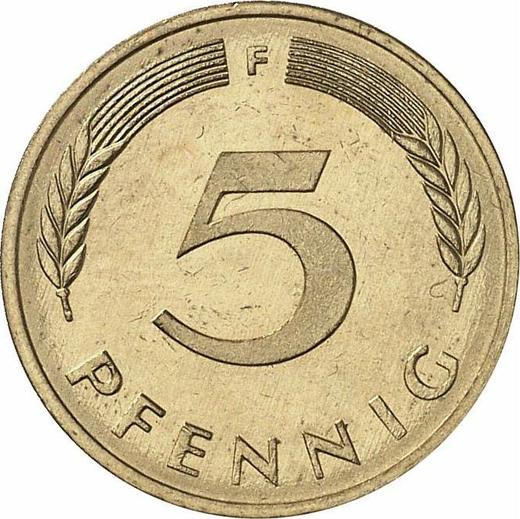 Awers monety - 5 fenigów 1982 F - cena  monety - Niemcy, RFN