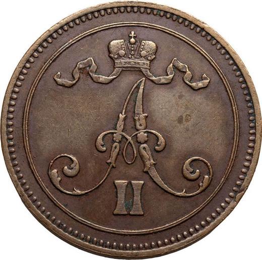 Аверс монеты - 10 пенни 1866 года - цена  монеты - Финляндия, Великое княжество