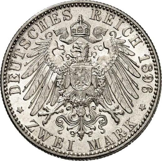Reverso 2 marcos 1896 E "Sajonia" - valor de la moneda de plata - Alemania, Imperio alemán