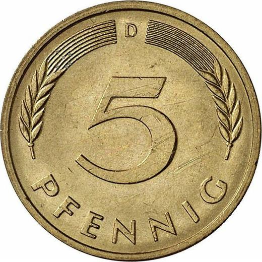 Anverso 5 Pfennige 1977 D - valor de la moneda  - Alemania, RFA