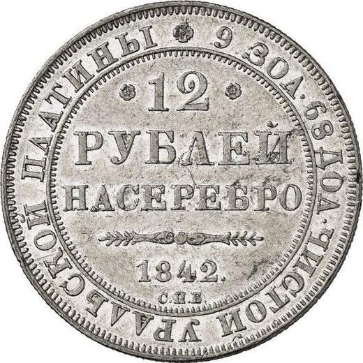 Rewers monety - 12 rubli 1842 СПБ - cena platynowej monety - Rosja, Mikołaj I