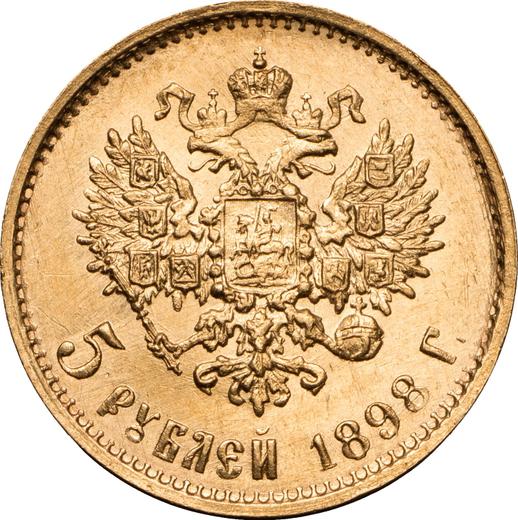 Reverso 5 rublos 1898 (АГ) - valor de la moneda de oro - Rusia, Nicolás II