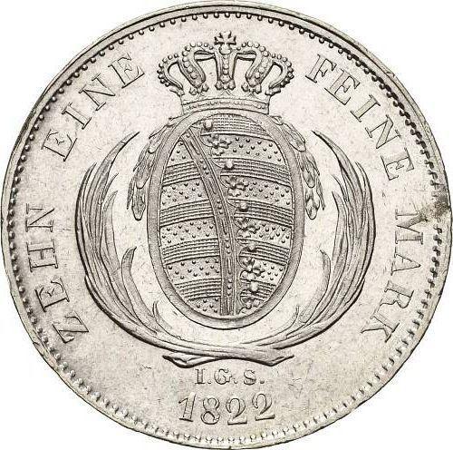 Реверс монеты - Талер 1822 года I.G.S. - цена серебряной монеты - Саксония-Альбертина, Фридрих Август I