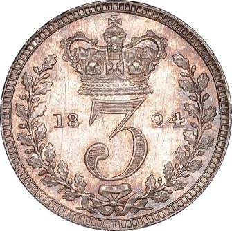 Реверс монеты - 3 пенса 1824 года "Монди" - цена серебряной монеты - Великобритания, Георг IV