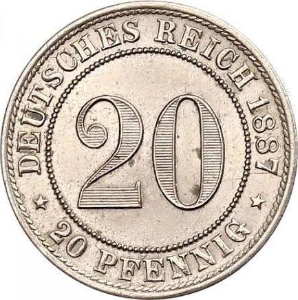 Anverso 20 Pfennige 1887 F "Tipo 1887-1888" - valor de la moneda  - Alemania, Imperio alemán
