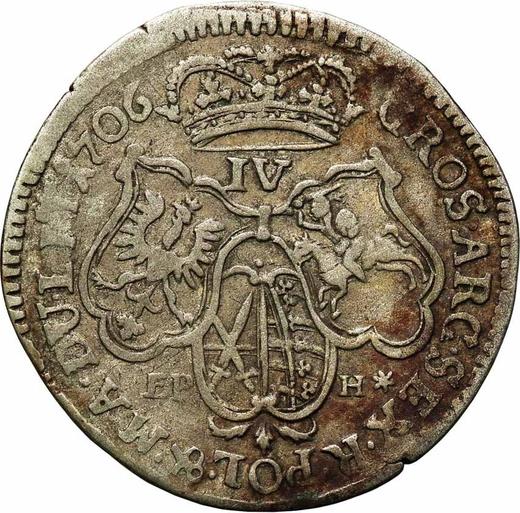 Реверс монеты - Шестак (6 грошей) 1706 года EPH "Коронный" - цена серебряной монеты - Польша, Август II Сильный