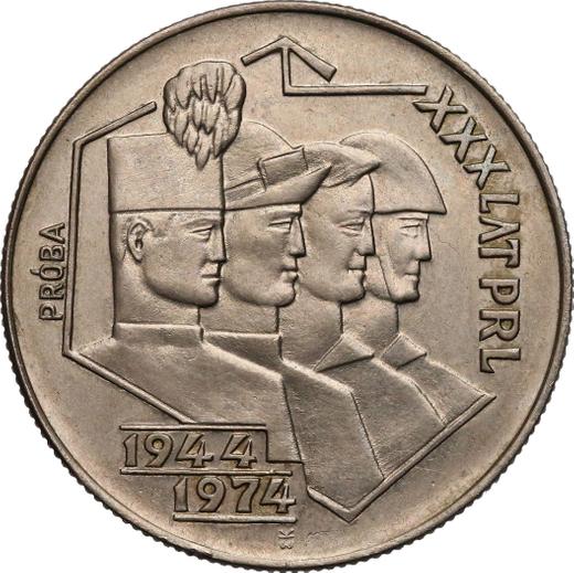 Reverso Pruebas 20 eslotis 1974 MW WK "30 aniversario de la República Popular de Polonia" Cuproníquel - valor de la moneda  - Polonia, República Popular