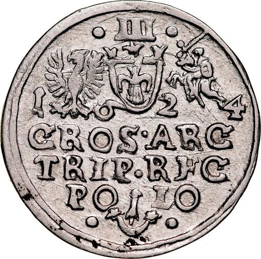 Reverso Trojak (3 groszy) 1624 "Casa de moneda de Cracovia" - valor de la moneda de plata - Polonia, Segismundo III
