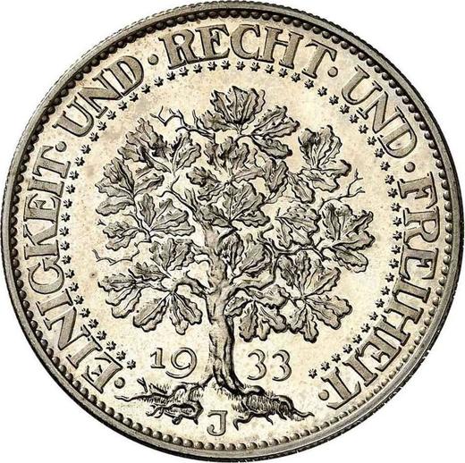 Reverso 5 Reichsmarks 1933 J "Roble" - valor de la moneda de plata - Alemania, República de Weimar