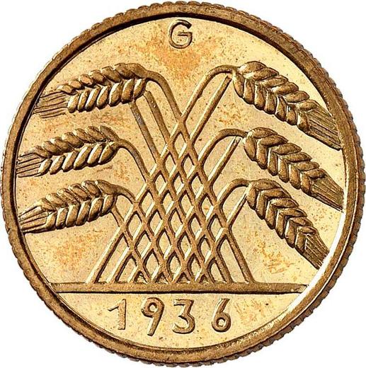 Реверс монеты - 10 рейхспфеннигов 1936 года G - цена  монеты - Германия, Bеймарская республика