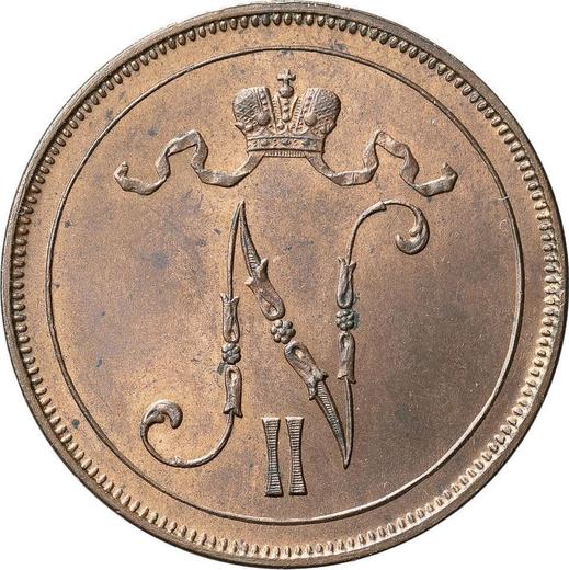 Аверс монеты - 10 пенни 1899 года - цена  монеты - Финляндия, Великое княжество