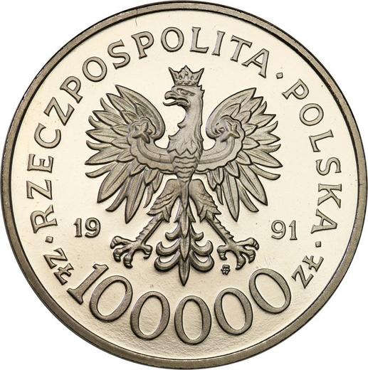 Аверс монеты - Пробные 100000 злотых 1991 года MW "Битва за Британию 1940" Никель - цена  монеты - Польша, III Республика до деноминации