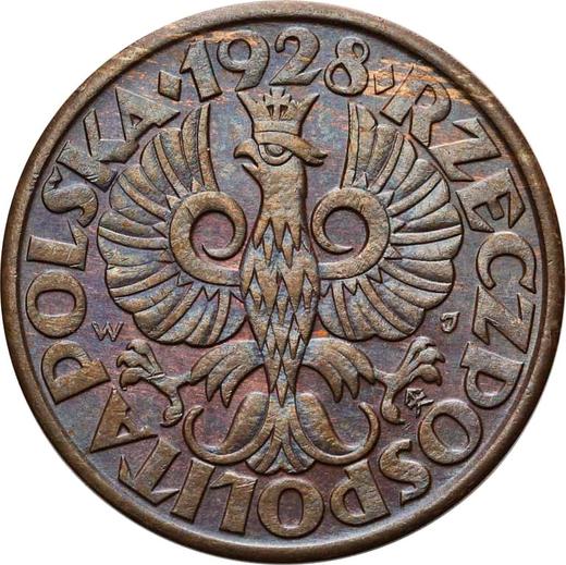 Аверс монеты - 5 грошей 1928 года WJ - цена  монеты - Польша, II Республика