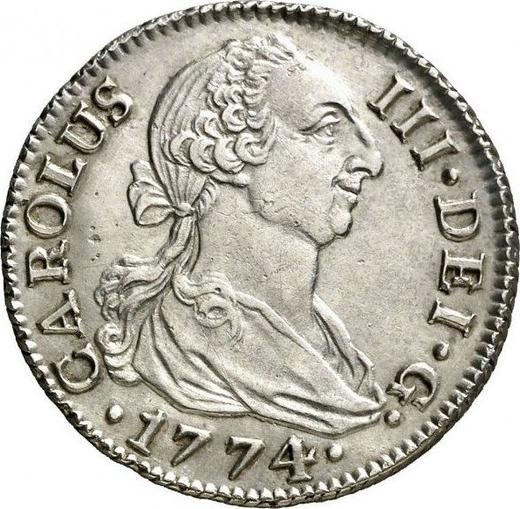 Awers monety - 2 reales 1774 S CF - cena srebrnej monety - Hiszpania, Karol III