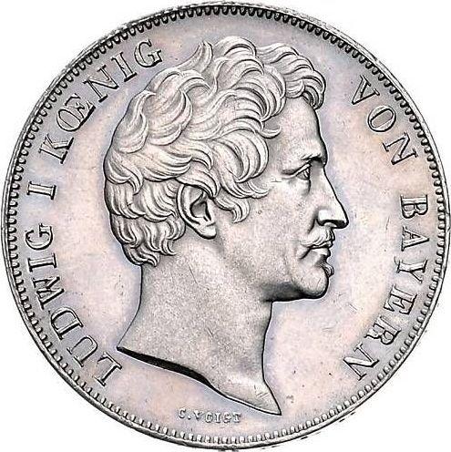 Anverso 2 táleros 1843 "Academia de Erlangen" - valor de la moneda de plata - Baviera, Luis I
