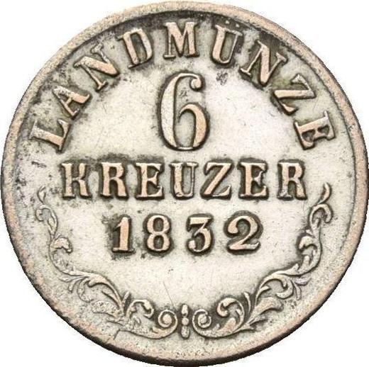 Reverso 6 Kreuzers 1832 L - valor de la moneda de plata - Sajonia-Meiningen, Bernardo II