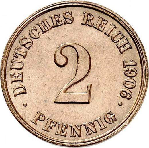 Anverso 2 Pfennige 1906 J "Tipo 1904-1916" - valor de la moneda  - Alemania, Imperio alemán
