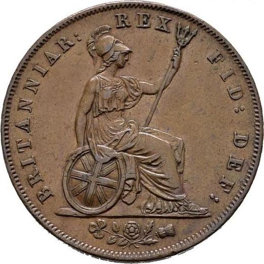 Реверс монеты - 1/2 пенни 1825 года - цена  монеты - Великобритания, Георг IV