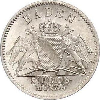 Awers monety - 3 krajcary 1868 - cena srebrnej monety - Badenia, Fryderyk I