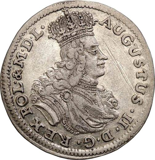 Аверс монеты - Пробный Шестак (6 грошей) 1698 года "Коронный" - цена серебряной монеты - Польша, Август II Сильный
