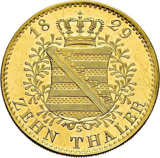 Реверс монеты - 10 талеров 1829 года S - цена золотой монеты - Саксония-Альбертина, Антон