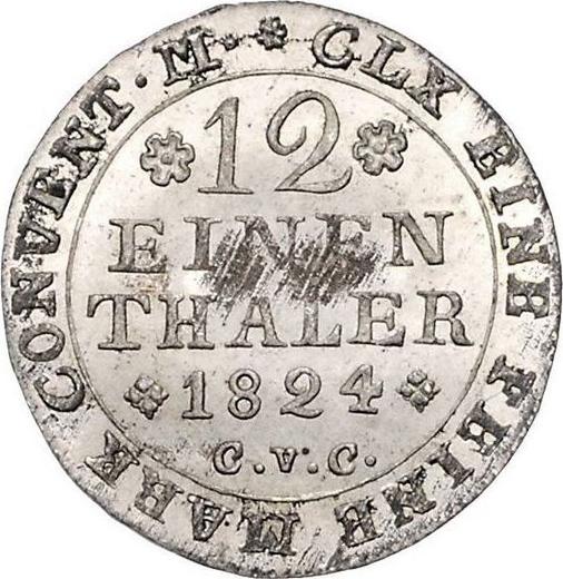Reverso 1/12 tálero 1824 CvC - valor de la moneda de plata - Brunswick-Wolfenbüttel, Carlos II