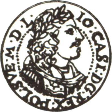 Аверс монеты - Пробный 1 грош 1666 года AT - цена серебряной монеты - Польша, Ян II Казимир