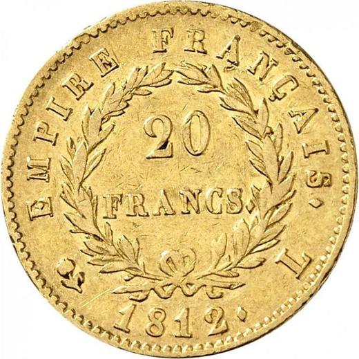 Reverso 20 francos 1812 L "Tipo 1809-1815" Bayona - valor de la moneda de oro - Francia, Napoleón I Bonaparte