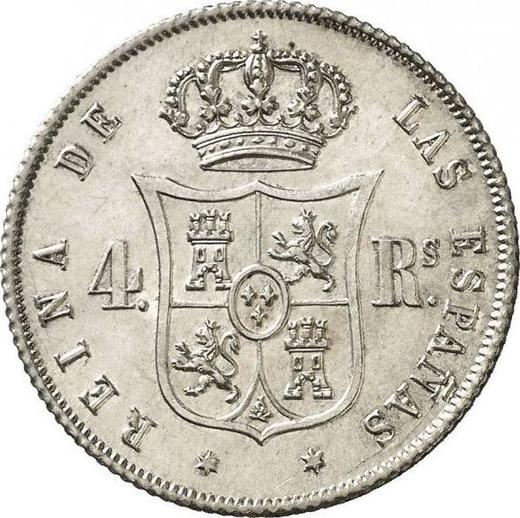 Reverso 4 reales 1862 Estrellas de seis puntas - valor de la moneda de plata - España, Isabel II