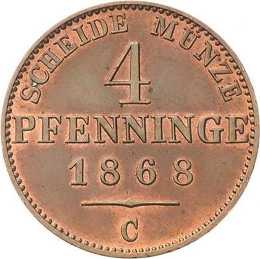 Реверс монеты - 4 пфеннига 1868 года C - цена  монеты - Пруссия, Вильгельм I