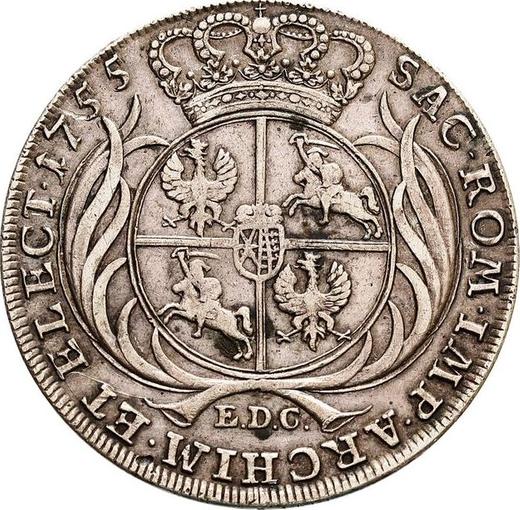 Rewers monety - Talar 1755 EDC "Koronny" - cena srebrnej monety - Polska, August III