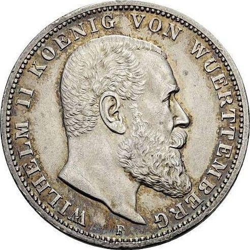 Аверс монеты - 3 марки 1912 года F "Вюртемберг" - цена серебряной монеты - Германия, Германская Империя