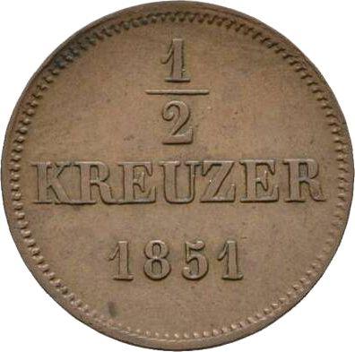 Реверс монеты - 1/2 крейцера 1851 года - цена  монеты - Бавария, Максимилиан II