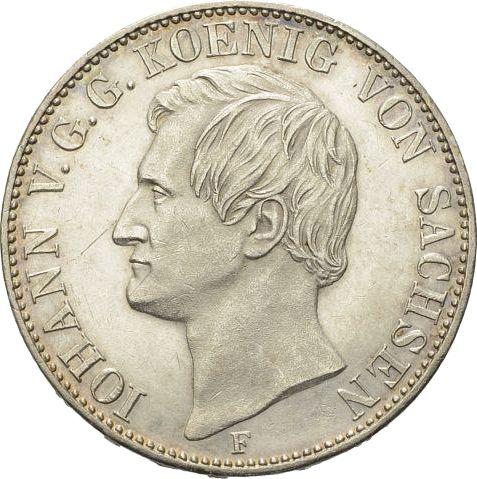 Obverse Thaler 1857 F "Mining" - Silver Coin Value - Saxony-Albertine, John