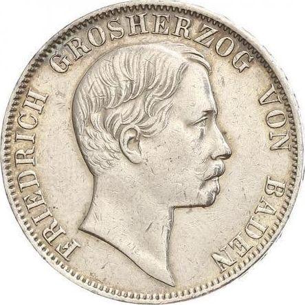 Аверс монеты - Талер 1860 года - цена серебряной монеты - Баден, Фридрих I