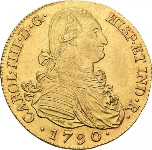 Anverso 8 escudos 1790 M MF - valor de la moneda de oro - España, Carlos IV