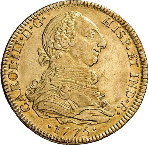 Аверс монеты - 4 эскудо 1775 года Mo FM - цена золотой монеты - Мексика, Карл III