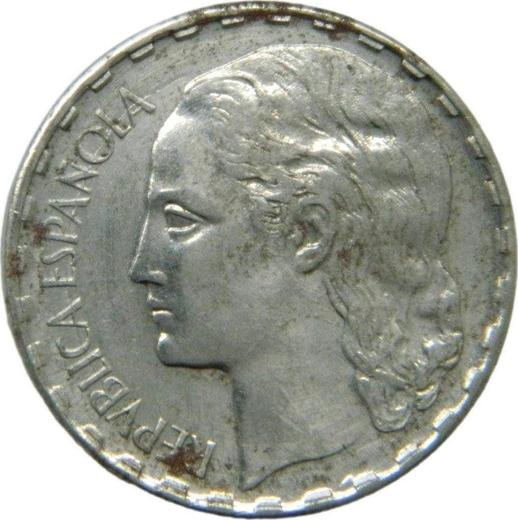 Аверс монеты - Пробные 50 сентимо 1937 года Железо - цена  монеты - Испания, II Республика
