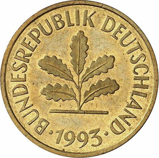 Реверс монеты - 5 пфеннигов 1993 года J - цена  монеты - Германия, ФРГ