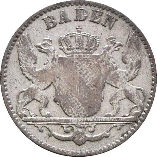 Аверс монеты - 3 крейцера 1851 года - цена серебряной монеты - Баден, Леопольд