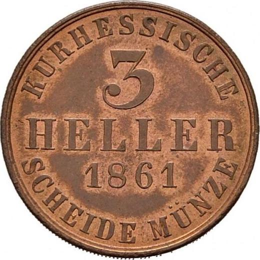 Реверс монеты - 3 геллера 1861 года - цена  монеты - Гессен-Кассель, Фридрих Вильгельм I
