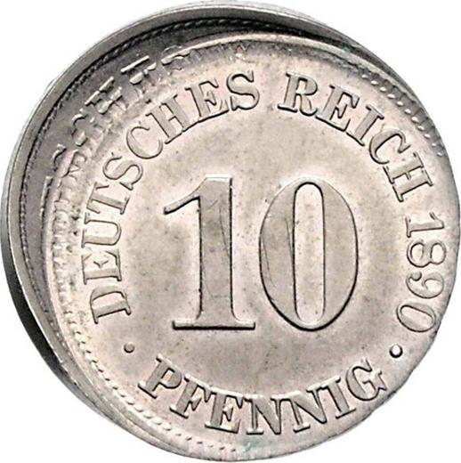 Аверс монеты - 10 пфеннигов 1890-1916 года "Тип 1890-1916" Смещение штемпеля - цена  монеты - Германия, Германская Империя