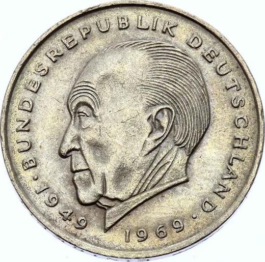 Аверс монеты - 2 марки 1969 года F "Аденауэр" - цена  монеты - Германия, ФРГ