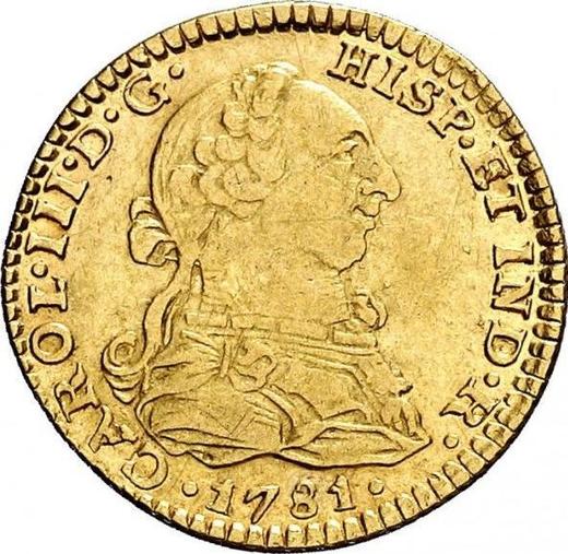 Awers monety - 1 escudo 1781 Mo FF - cena złotej monety - Meksyk, Karol III
