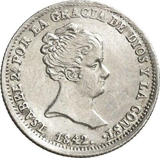 Аверс монеты - 1 реал 1842 года M CL - цена серебряной монеты - Испания, Изабелла II