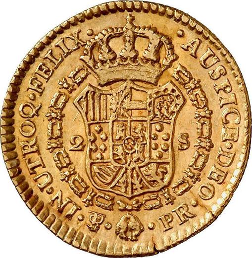 Reverso 2 escudos 1789 PTS PR - valor de la moneda de oro - Bolivia, Carlos IV
