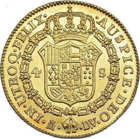 Reverse 4 Escudos 1787 M DV - Spain, Charles III